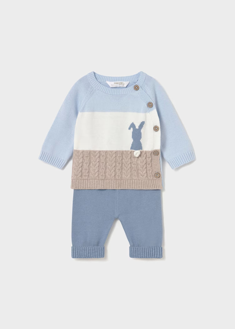 Conjunto pantalón y jersey tricot recién nacido