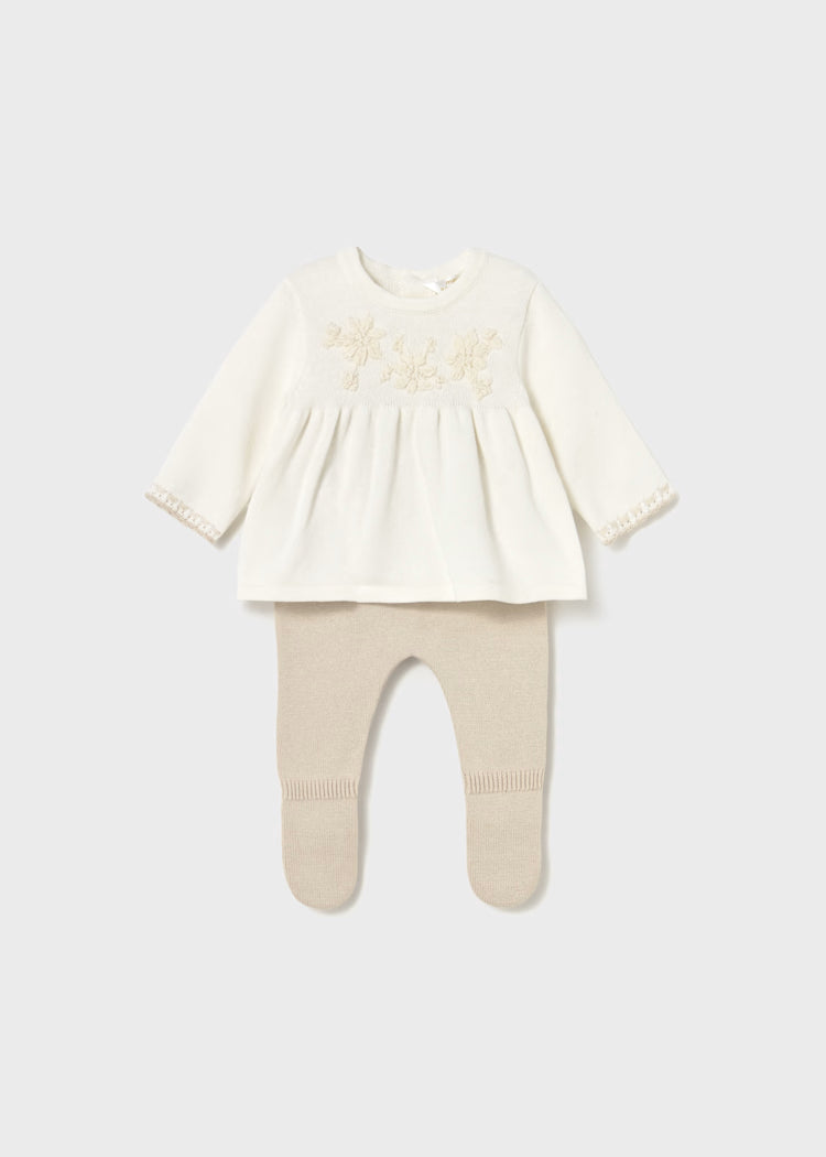 Conjunto polaina y jersey recién nacida