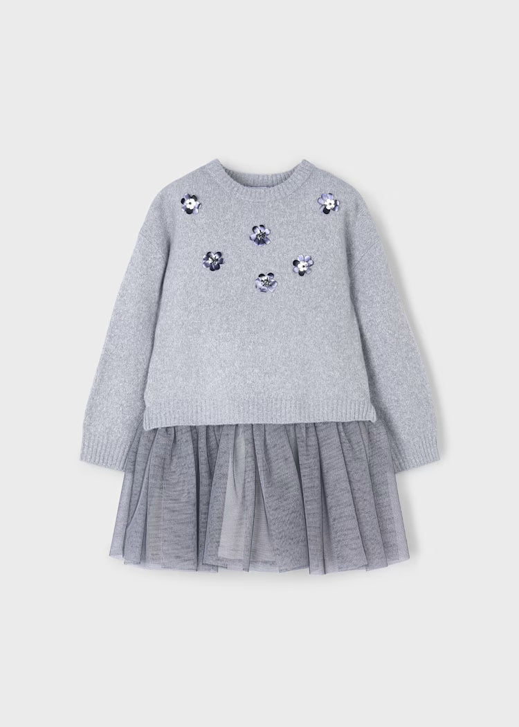 Vestido tricot combinado niña