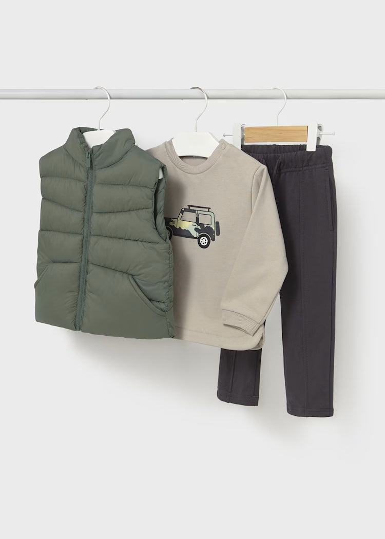 Conjunto chaleco inflado 3 piezas bebé