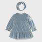 Vestido terciopelo con diadema bebé