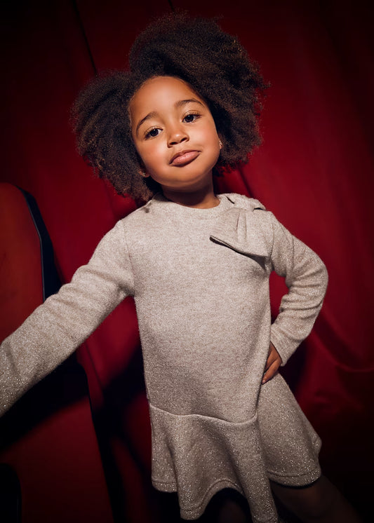 Vestido tricot lazo niña