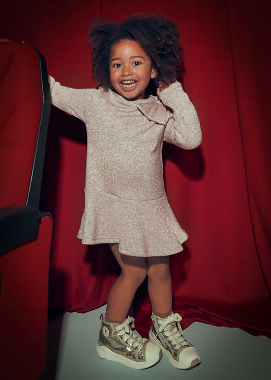 Vestido tricot lazo niña